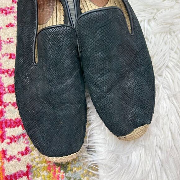 UGG Neutral Black Fleece Leather Sandrinne II Snake Espadrille Loafer 10 1015804 - Picture 3 of 9